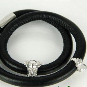 ENDLESS Black Double Sterling 2 Charm Bracelet 6"